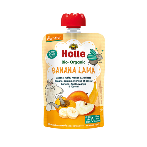 Holle Organic Banana Lama - Pouch banana, Apple, Mango & Apricot 100g