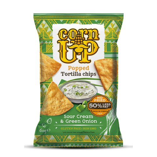 RiceUp CornUp Popped Tortilla Chips - Sour Cream & Green Onion 60g