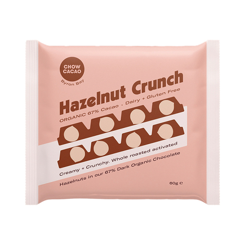 Chow Cacao Dark Chocolate Block - Crunchy Hazelnut 60g