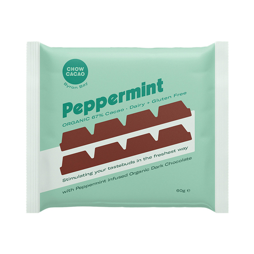 Chow Cacao Dark Chocolate Block - Peppermint 60g