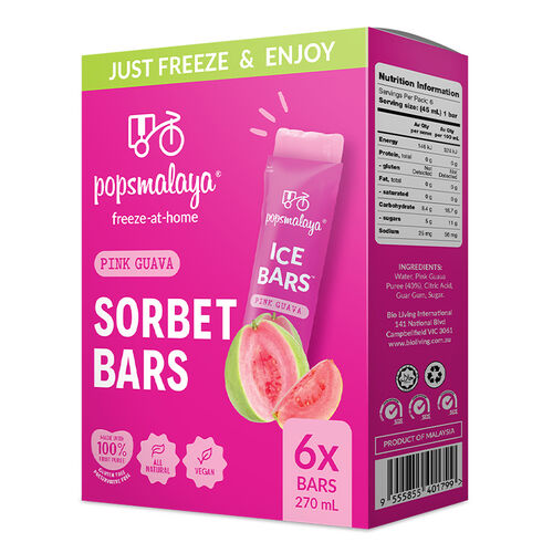 Pops Malaya Freeze-at-home Sorbet Bars - Pink Guava 6x45ml