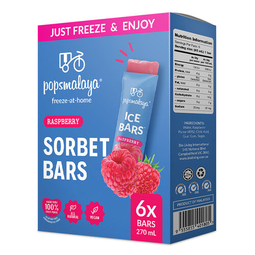 Pops Malaya Freeze-at-home Sorbet Bars - Raspberry 6x45ml