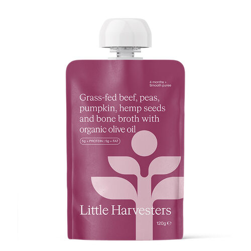 Little Harvesters Puree Pouch - Grass-Fed Beef & Peas 120g